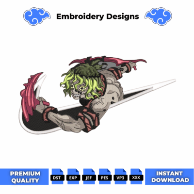 Anime embroidery design of Gyutaro from Demon Slayer