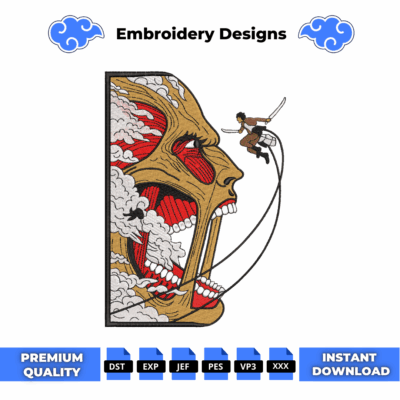 Anime embroidery design of SNK from Attack on Titan